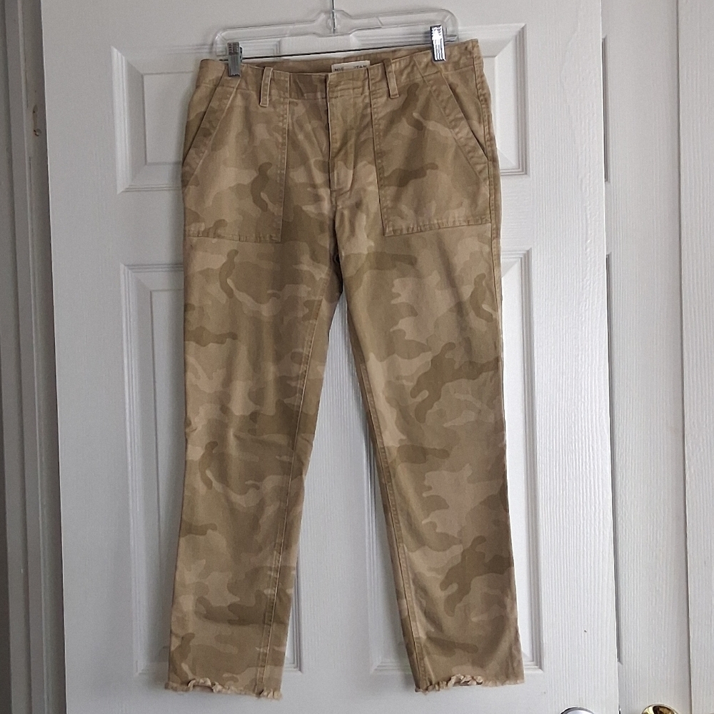 Nili Lotan Jenna Mid Rise Brown Camo Cropped Ankle Pants